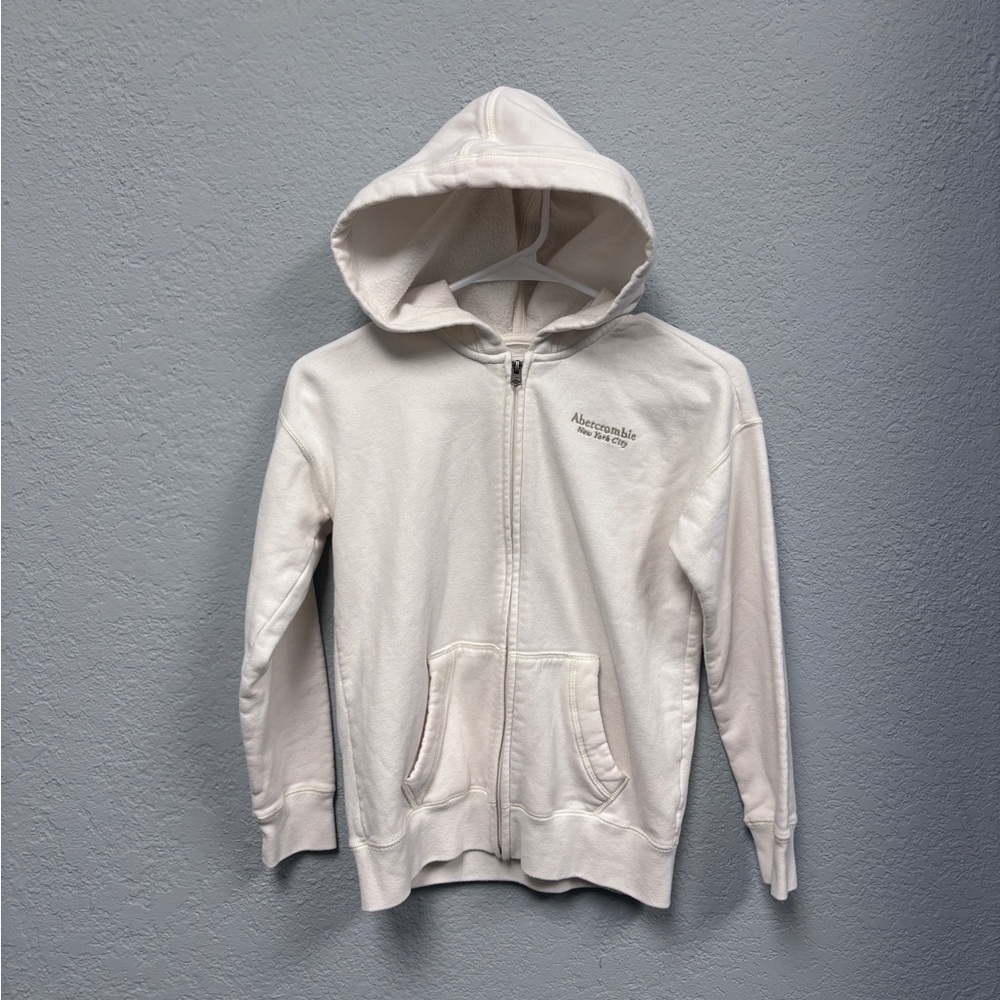 Abercrombie Kids 9-10yo Soft White/Cream  Full Zip Hoodie, EUC